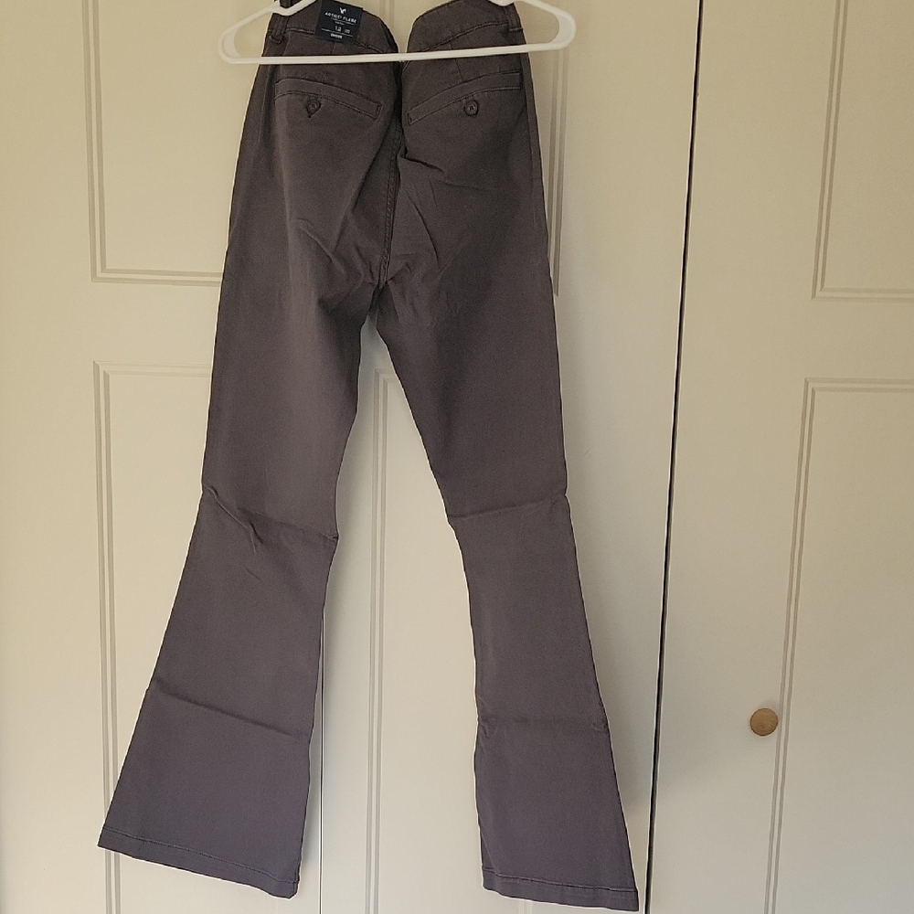 NWT AE American Eagle Outfitters Artist Flare 12L Gray Charcoal Pants - Picture 3 of 4